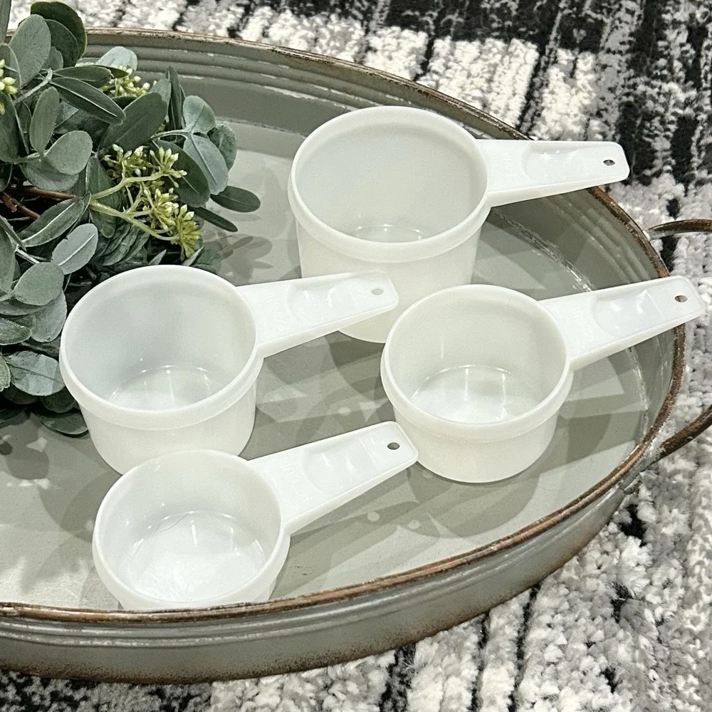 Vintage Tupperware White Replacement Measuring Cups Set ~ 1/3,‎ 1/2, 2/3, 1 CUP